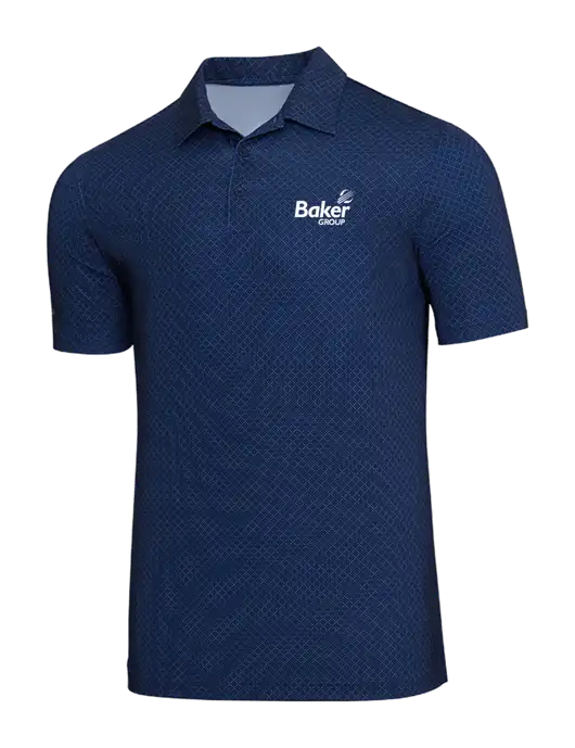 Adidas Navy Blue Diamond Dot Print Polo w/Baker Group Logo