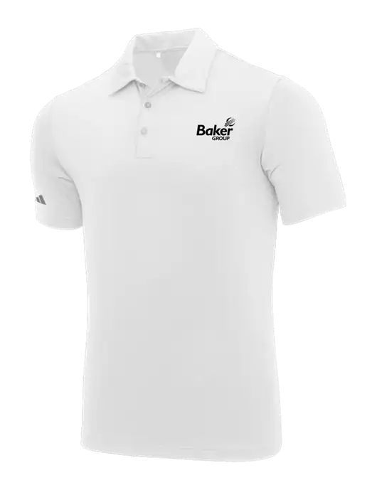 Adidas White Ultimate Solid Polo w/Baker Group Logo