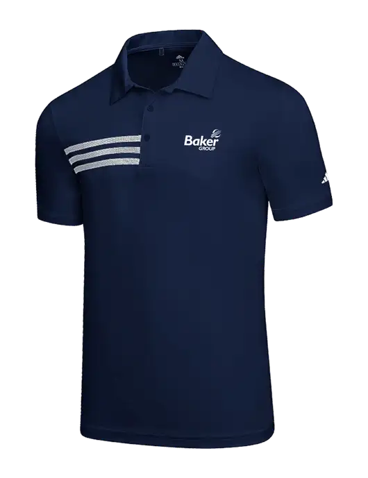 Adidas Navy 3 Stripes Chest Polo w/Baker Group Logo