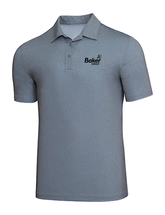 Adidas Light Grey Three Diamond Dot Print Polo w/Baker Group Logo