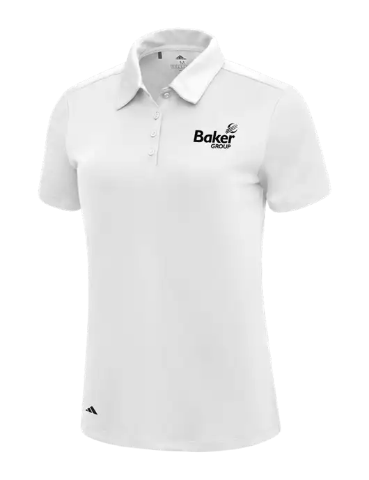 Adidas White Womens Ultimate Solid Polo w/Baker Group Logo