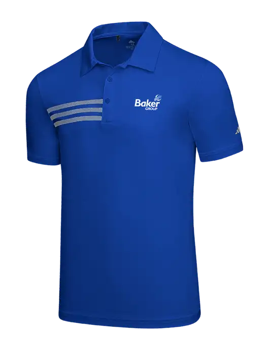 Adidas Royal 3 Stripes Chest Polo w/Baker Group Logo
