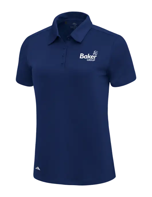 Adidas Navy Blue Womens Ultimate Solid Polo w/Baker Group Logo