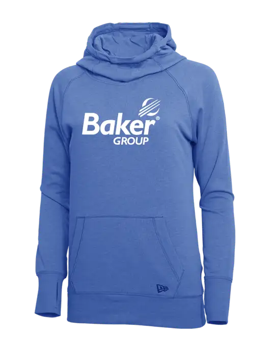 New Era Royal Heather Womens Tri-Blend Fleece Pullover Hoodie w/Baker Group Logo