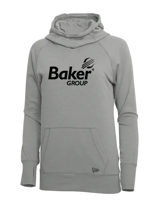 New Era Shadow Grey Heather Womens Tri-Blend Fleece Pullover Hoodie w/Baker Group Logo