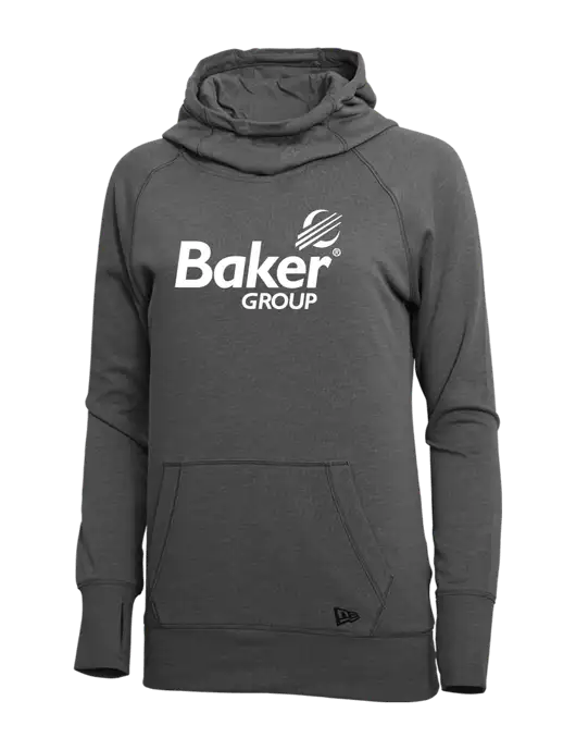 New Era Black Heather Womens Tri-Blend Fleece Pullover Hoodie w/Baker Group Logo