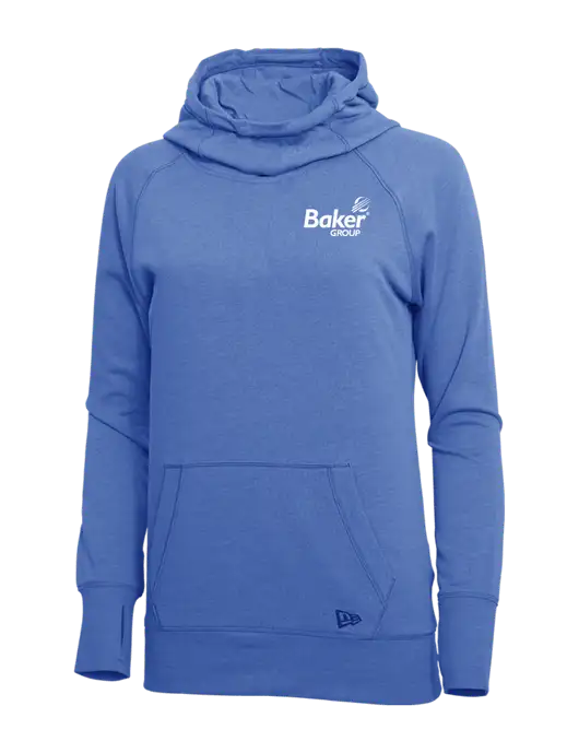 New Era Royal Heather Womens Tri-Blend Fleece Pullover Hoodie w/Baker Group Logo