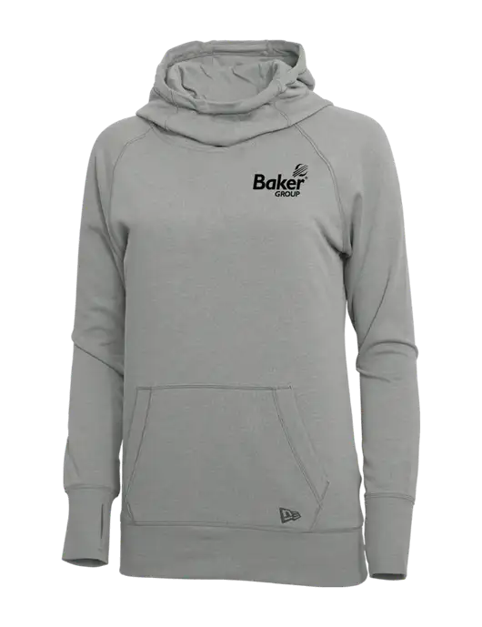 New Era Shadow Grey Heather Womens Tri-Blend Fleece Pullover Hoodie w/Baker Group Logo