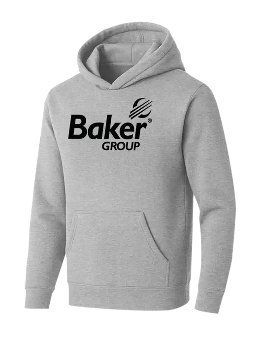 BELLA+CANVAS Light Grey Heather Sponge Fleece Pullover Hoodie w/Baker Group Logo