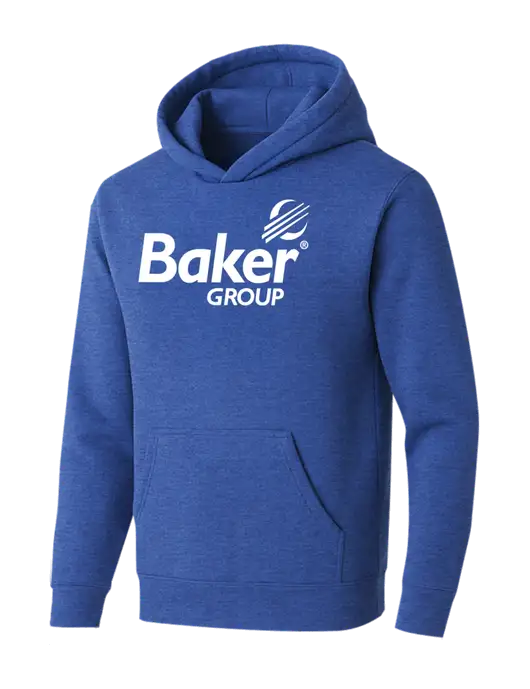 BELLA+CANVAS Heather Royal Sponge Fleece Pullover Hoodie w/Baker Group Logo