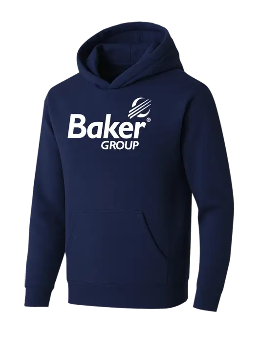 BELLA+CANVAS Navy Sponge Fleece Pullover Hoodie w/Baker Group Logo