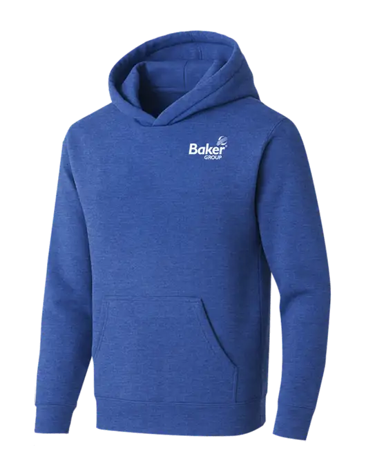 BELLA+CANVAS Heather Royal Sponge Fleece Pullover Hoodie w/Baker Group Logo