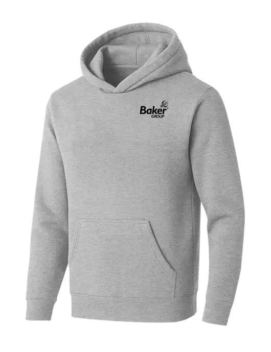 BELLA+CANVAS Light Grey Heather Sponge Fleece Pullover Hoodie w/Baker Group Logo