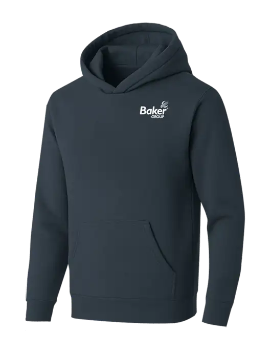 BELLA+CANVAS Dark Grey Sponge Fleece Pullover Hoodie w/Baker Group Logo