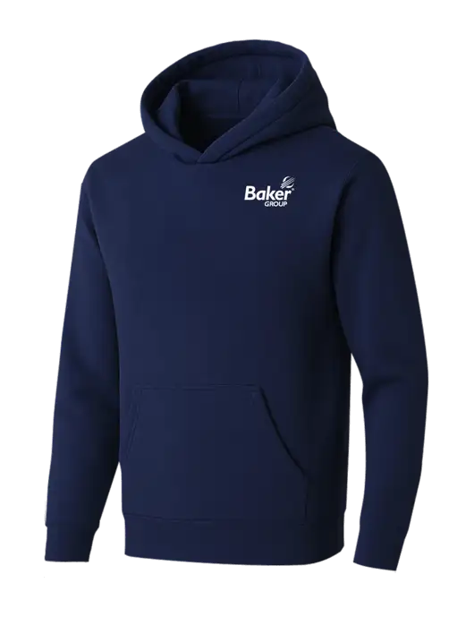 BELLA+CANVAS Navy Sponge Fleece Pullover Hoodie w/Baker Group Logo