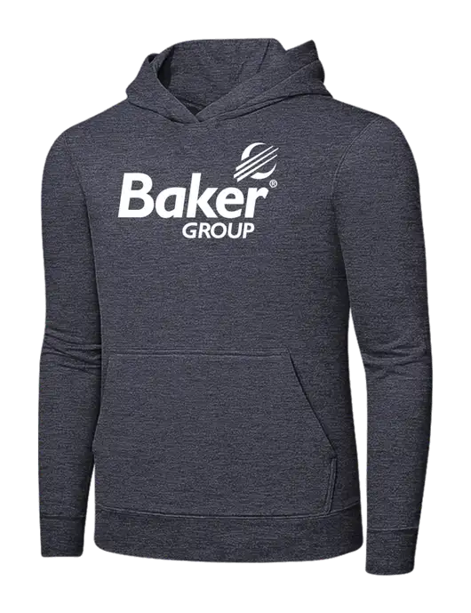Heather Navy 7.8 oz Ring Spun Hooded Sweatshirt w/Baker Group Logo