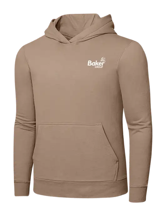 Sand 7.8. oz Ring Spun Hooded Sweatshirt w/Baker Group Logo