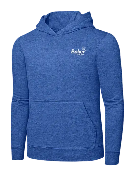 Heather Royal 7.8. oz Ring Spun Hooded Sweatshirt w/Baker Group Logo