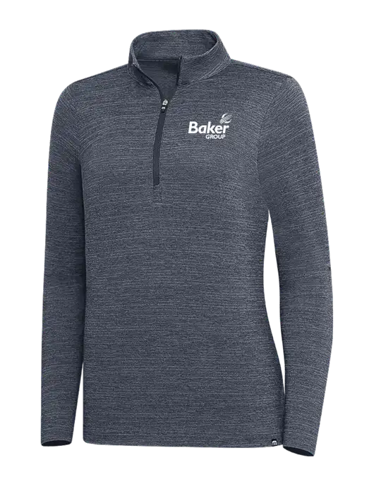 TravisMathew Navy Heather Womens Crestview 1/4 Zip w/Baker Group Logo