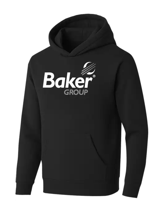 BELLA+CANVAS Black Sponge Fleece Pullover Hoodie w/Baker Group Logo