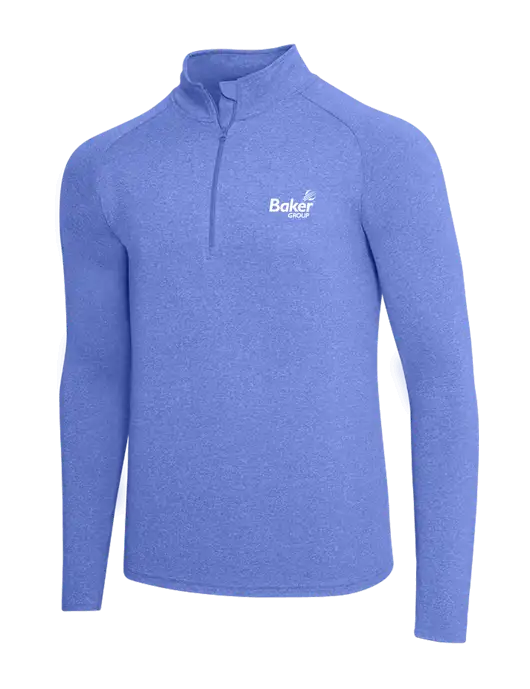Royal Heather Sport Wick Stretch 1/4 Zip Pullover w/Baker Group Logo