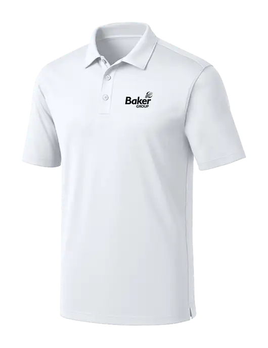 White Silk Touch Performance Polo w/Baker Group Logo