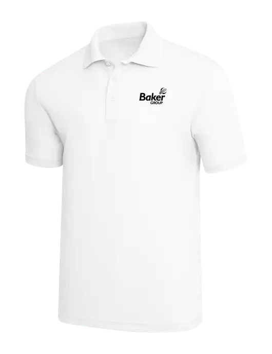 White PosiCharge RacerMesh Polo w/Baker Group Logo