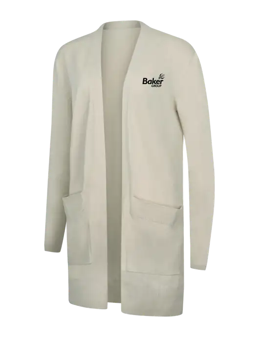Mercer+Mettle Womens Ivory Open Front Cardigan Sweater w/Baker Group Logo