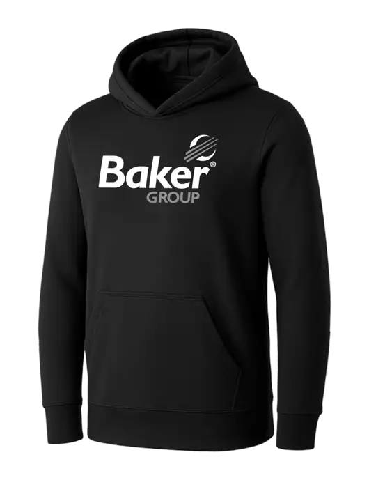 Womens Black Core Fleece Pullover Hooded Sweatshirt w/Baker Group Logo