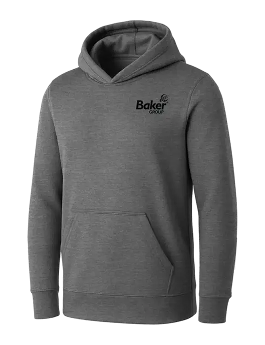 Womens Medium Grey Heather Core Fleece Pullover Hooded Sweatshirt w/Baker Group Logo