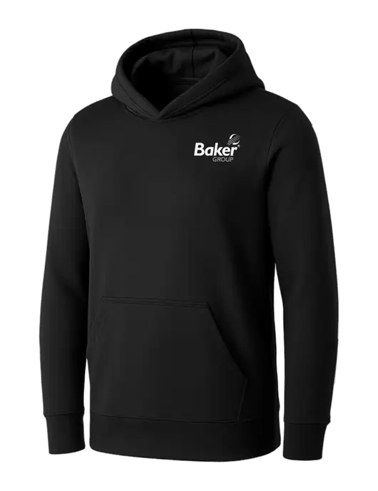 Womens Black Core Fleece Pullover Hooded Sweatshirt w/Baker Group Logo