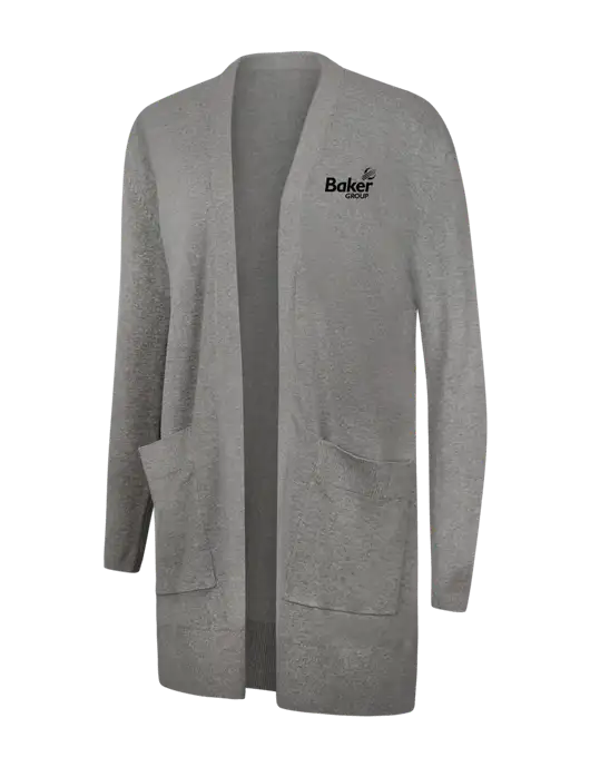 Mercer+Mettle Womens Light Grey Heather Open Front Cardigan Sweater w/Baker Group Logo