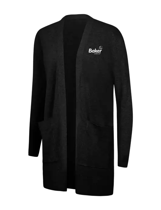 Mercer+Mettle Womens Black Open Front Cardigan Sweater w/Baker Group Logo