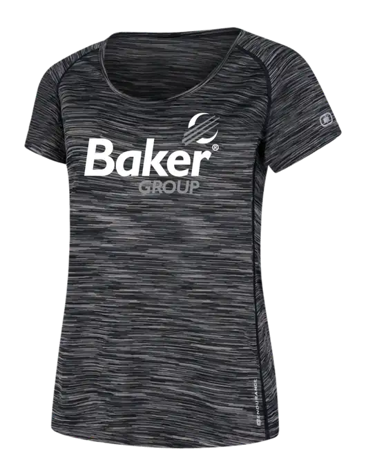 OGIO Womens Black Space Dye Verge Scoop Neck w/Baker Group Logo