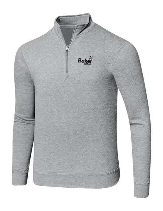 Light Heather Grey 8.5 oz Ring Spun 1/4 Zip Pullover Sweatshirt w/Baker Group Logo