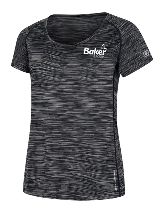 OGIO Womens Black Space Dye Verge Scoop Neck w/Baker Group Logo