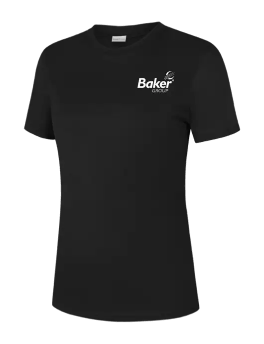  Womens Black PosiCharge Competitor Tee w/Baker Group Logo