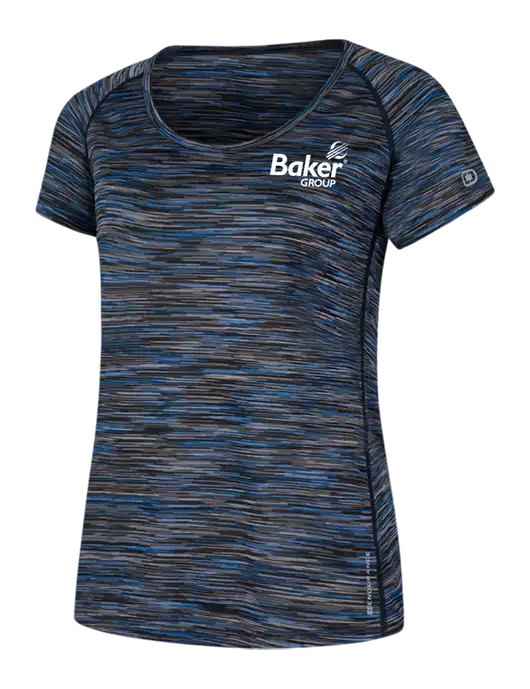 OGIO Womens Black/Royal Space Dye Verge Scoop Neck w/Baker Group Logo