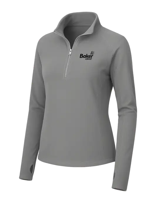 Womens Medium Grey Microfleece 1/2 Zip Pullover w/Baker Group Logo