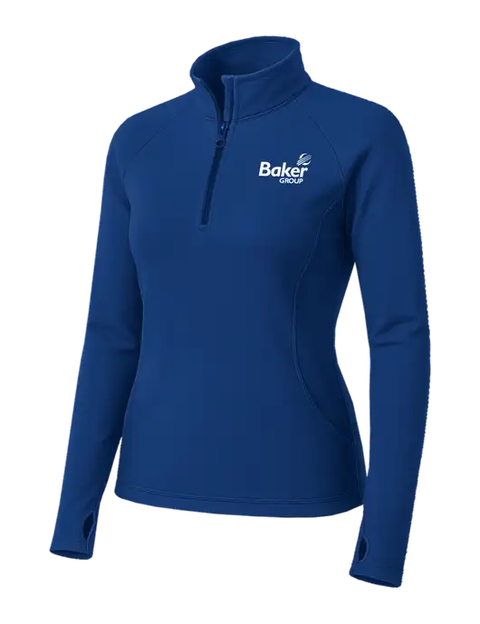Dark Royal Womens Sport Wick Stretch 1/4 Zip Pullover w/Baker Group Logo