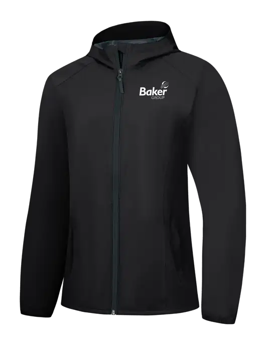 Womens Black Essential Rain Jacket w/Baker Group Logo