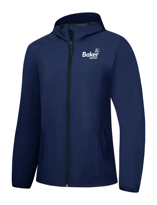 Womens Navy Essential Rain Jacket w/Baker Group Logo