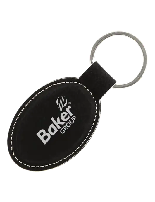 Black Leatherette Oval Keychain w/Baker Group Logo