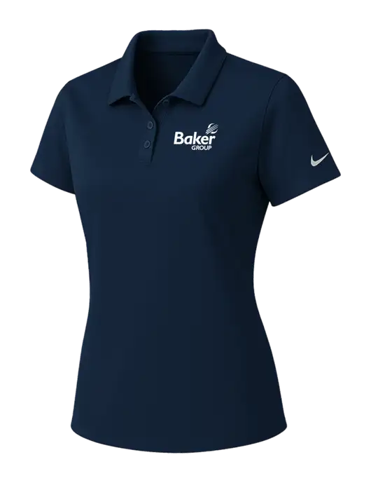 Nike Womens Navy Dry Essential Solid Polo w/Baker Group Logo