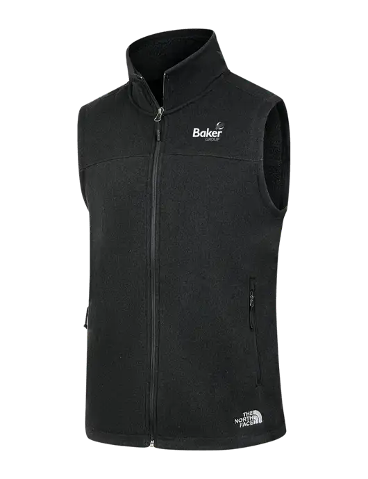 North Face Black Heather Sweater Fleece Vest  w/Baker Group Logo