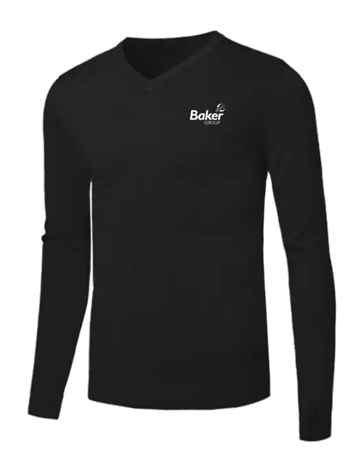 Brooks Brothers Black Washable Merino V-Neck Sweater w/Baker Group Logo
