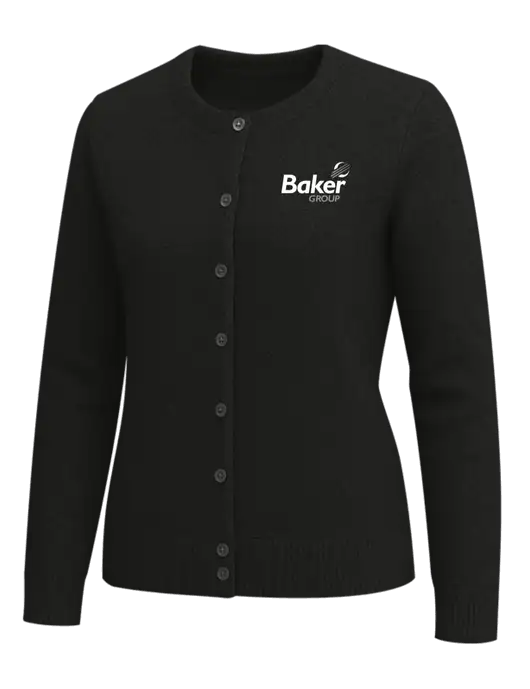 Brooks Brothers Womens Black Washable Merino Cardigan Sweater w/Baker Group Logo