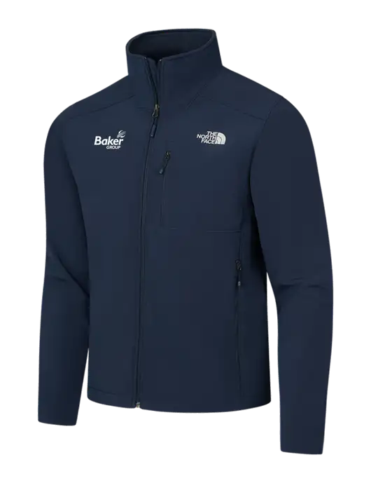 North Face Navy Apex Barrier Soft Shell Jacket w/Baker Group Logo