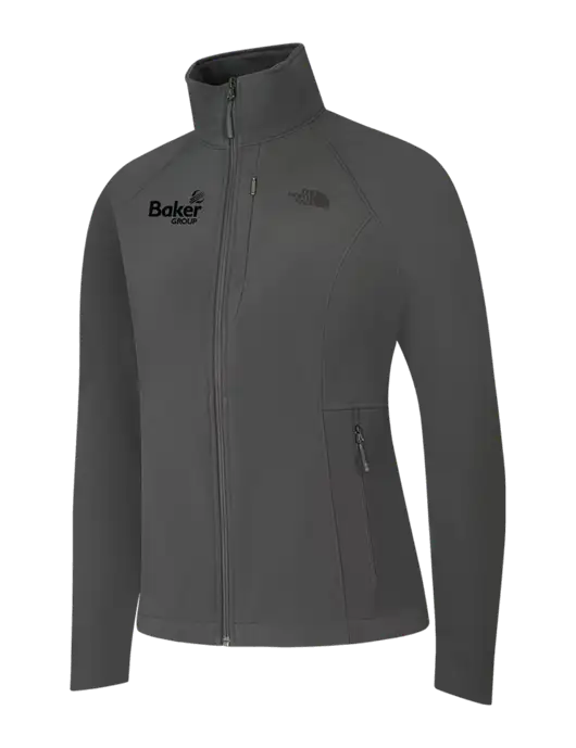 North Face Womens Medium Grey Apex Barrier Soft Shell Jacket  w/Baker Group Logo