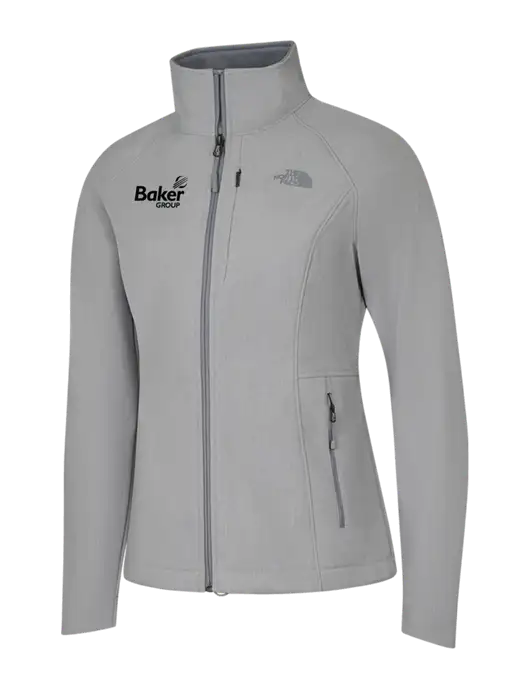 North Face Womens Light Grey Heather Apex Barrier Soft Shell Jacket  w/Baker Group Logo